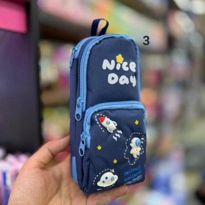 pencil case-3zip-3 خرید جامدادی 3 زیپ پارچه ای