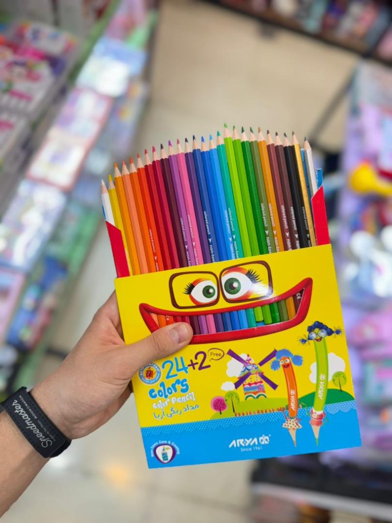 Aria colored pencils in a cardboard box of 24 colors2 قیمت و خرید مداد رنگی اریا 24 رنگ