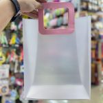 Glass bag with leather handle قیمت بگ طلقی مات دسته چرمی
