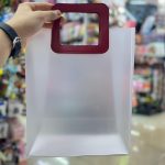 Glass bag with leather handle2 قیمت بگ طلقی مات دسته چرمی