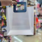 Glass-bag with leather handle4 قیمت بگ طلقی مات