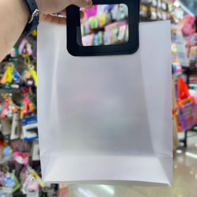 Glass bag with leather handle5 قیمت بگ طلقی مات دسته چرمی