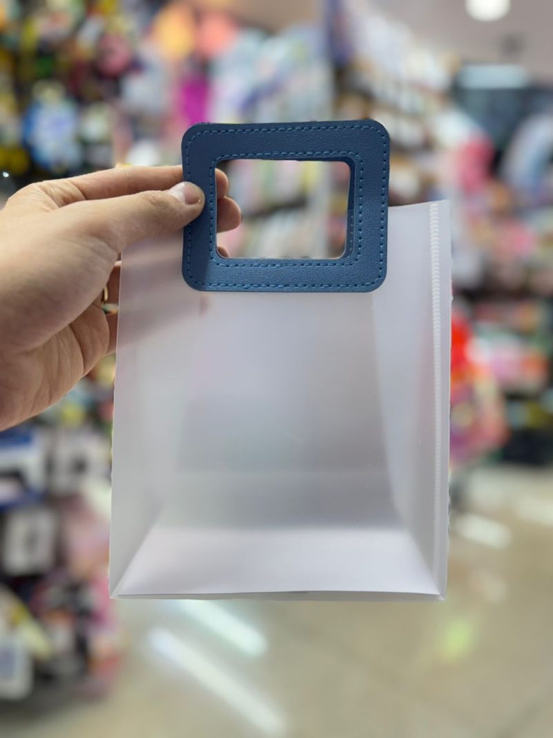 Matte glass bag with leather handle, size 4-2 قیمت بگ طلقی مات سایز کوچک