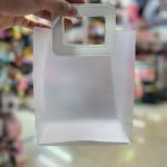 Matte glass bag with leather handle, size 4-4 قیمت بگ طلقی مات سایز کوچک