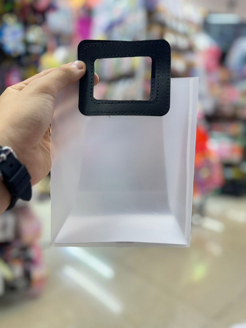 Matte glass bag with leather handle, size 4-5 قیمت بگ طلقی مات سایز کوچک
