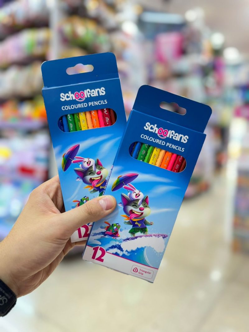 12 colors of school fans brand2 خرید مداد رنگی اسکول فنس