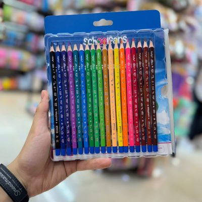 18 colors of school fans brand قیمت مداد رنگی 18 رنگ اسکول فنس