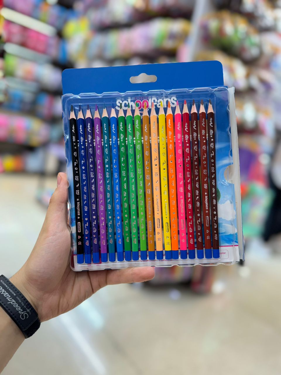 18 colors of school fans brand قیمت مداد رنگی 18 رنگ اسکول فنس