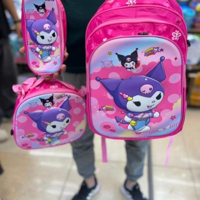 3-piece school bag with chrome lights2 خرید و قیمت کیف 3 تیکه چراغدار