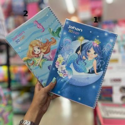 50 sheets of mermaid exercise book قیمت دفتر مشق 50 برگ پری دریایی